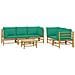 Set Salotto Da Giardino 6pz Con Cuscini Verdi Bambù - Foto miniatura 3