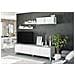 Parete Attrezzata Vergennes, Set Da Soggiorno, Mobile Salotto Multiuso, Parete Attrezzata Moderna, 200x41h50 Cm, Cemento E Bianco Lucido - Foto miniatura 1
