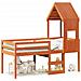 Letto A Soppalco Con Tetto Cera 90x190cm Legno Massello Di Pino - Foto miniatura 2