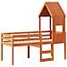 Letto A Soppalco Con Tetto Cera 90x190cm Legno Massello Di Pino - Foto miniatura 3