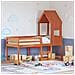 Letto A Soppalco Con Tetto Cera 90x190cm Legno Massello Di Pino - Foto miniatura 1