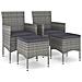 Set Sedie da Giardino con Poggiapiedi 4 pz in Polyrattan Grigio - Foto miniatura 1