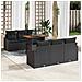 Set da Pranzo da Giardino da 7 Pezzi con Cuscini Nero Poly Rattan Acacia - Foto miniatura 2