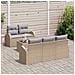 Set di divani da giardino a 6 pezzi con cuscini beige in polyrattan - Foto miniatura 3