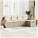Set Divano da Giardino 5 pz con Cuscini Beige in Polyrattan - Foto miniatura 2