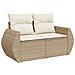 Set Divano da Giardino 5 pz con Cuscini Beige in Polyrattan - Foto miniatura 4