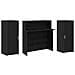 Scrivania per Reception Rovere Nero 180x50x103,5 cm in Legno di Argilla - Foto miniatura 7