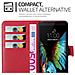 Custodia Compatibile Con Lg K10 2016 In Rosso Carminio - Coperchio Protettiva Con Chiusura Magnetica, Funzione Stand E Tasca Per Le Carte - Foto miniatura 5