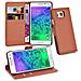 Custodia Compatibile Con Samsung Galaxy Alpha In Marrone Pastello - Coperchio Protettiva Con Chiusura Magnetica, Funzione Stand E Tasca Per Le Carte - Foto miniatura 1
