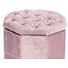 Pouf Salotto Contenitore Imbottito Trapuntato Ottagonale Velvet Tinta Unita Pouf Rosa Antico - Foto miniatura 3