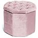 Pouf Salotto Contenitore Imbottito Trapuntato Ottagonale Velvet Tinta Unita Pouf Rosa Antico - Foto miniatura 1