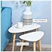Set 2 Tavolini Da Salotto Impilabili Stile Nordico Con Gambe In Legno, Bianco - Foto miniatura 5