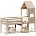 Letto A Soppalco Con Tetto 75x190 Cm In Legno Massello Di Pino - Foto miniatura 2