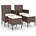 Set Sedie da Giardino e Poggiapiedi 4 pz in Polyrattan Marrone - Foto miniatura 1