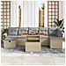Set Divano da Giardino 8 Pezzi con Cuscini Beige Polyrattan - Foto miniatura 3