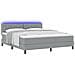 Letto con Rete a Doghe con Materasso & LED Grigio Chiaro 180x200 cm Tessuto - Foto miniatura 1