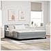 Letto con Rete a Doghe con Materasso & LED Grigio Chiaro 180x200 cm Tessuto - Foto miniatura 2