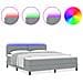 Letto con Rete a Doghe con Materasso & LED Grigio Chiaro 180x200 cm Tessuto - Foto miniatura 4