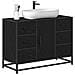 Armadio per Lavabo da Bagno Rovere nero 80 x 33 x 60 cm - Foto miniatura 3
