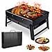 Barbecue Pieghevole Portatile A Carbone Forma Valigetta Per Campeggio Viaggi Giardino - Foto miniatura 3