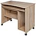 Scrivania Tavolo Con Porta Tastiera Coputer E Ripiano In Legno Con Ruote Quercia - Foto miniatura 2