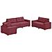 Set divano 3 pezzi con cuscini rosso vino in tessuto - Foto miniatura 1