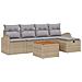 Set di divani da giardino a 6 pezzi con cuscini beige in rattan poliestere - Foto miniatura 1