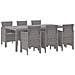 Set da pranzo da giardino 7 pezzi grigio chiaro Poly Rattan - Foto miniatura 1