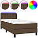 Letto a Molle Materasso e LED Marrone Scuro 100x200 cm Tessuto - Foto miniatura 1