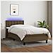 Letto a Molle Materasso e LED Marrone Scuro 100x200 cm Tessuto - Foto miniatura 2