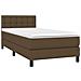 Letto a Molle Materasso e LED Marrone Scuro 100x200 cm Tessuto - Foto miniatura 3