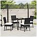 Set da Pranzo per Giardino 5 pcs Nero Poly Rattan - Foto miniatura 4