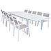 Set Tavolo Giardino Rettangolare Allungabile 200/300 X 100 Con 10 Sedie In Alluminio Bianco E Textilene Da Esterno - Foto miniatura 1