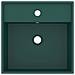 Lavabo Troppopieno Quadrato Verde Scuro Opaco 41x41cm Ceramica - Foto miniatura 6