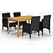 Set Mobili da Pranzo per Giardino 5 pz Nero - Foto miniatura 1