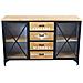 Mobile Credenza Madia Da Interno Bar E Pub Con Struttura In Acciaio Piano E 4 Cassetti Centrali In Legno 2 Ante Laterali Linea Industrial - Foto miniatura 3