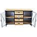 Mobile Credenza Madia Da Interno Bar E Pub Con Struttura In Acciaio Piano E 4 Cassetti Centrali In Legno 2 Ante Laterali Linea Industrial - Foto miniatura 4
