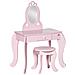 Tavolo Trucco Per Bambini Con Sgabello In Legno, Toeletta Con Specchio E Cassetto, 60x36x88cm, Rosa - Foto miniatura 1