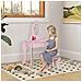 Tavolo Trucco Per Bambini Con Sgabello In Legno, Toeletta Con Specchio E Cassetto, 60x36x88cm, Rosa - Foto miniatura 4