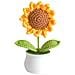 Ornamento Fatto A Mano All'uncinetto Con Vaso Di Girasole - Decorazione Per La Casa Con Girasole Finto   Modello 1 - Foto miniatura 1