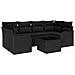 Set di divani da giardino  da 7 pezzi con cuscini in polyrattan nero, Divano da giardino  per 2 persone con cuscini in polyrattan nero - Foto miniatura 1