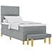 Letto con rete a doghe con materasso e panchina grigio chiaro 90x200 cm tessuto - Foto miniatura 1