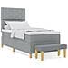 Letto con rete a doghe con materasso e panchina grigio chiaro 90x200 cm tessuto - Foto miniatura 4