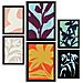 Set Di 6 Stampe Foglie A Strisce In Fiori, Dipinti Decorativi Estetici Astratti Per Il Tuo Soggiorno Di Casa A3 & A4 Cornice Nera - Foto miniatura 1