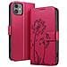 Custodia A Portafoglio Per Iphone 11 Premium Design Fiori Farfalla, Rosso - Foto miniatura 1