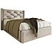 Letto Singolo Idraulico In Cotone Grigio Chiaro Con Testiera Imbottita E Design Retrò - Foto miniatura 1