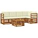Set divani 6 pcs Naturale e Crema Legno di Acacia Massello - Foto miniatura 1