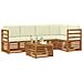 Set divani 6 pcs Naturale e Crema Legno di Acacia Massello - Foto miniatura 3