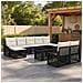 Set Divano da Giardino 10 pz Nero e Bianco Crema polyrattan - Foto miniatura 7