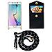 Catena Di Telefoni Cellulari Compatibile Con Samsung Galaxy S6 In Nero Argento - Coperchio Protettivo In Silicone Con Anelli D'oro, Cinturino In Corda E Custodia Staccabile - Foto miniatura 7